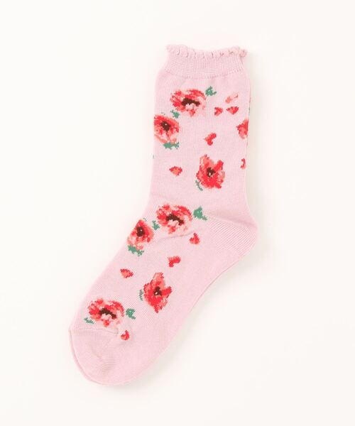 HAKKA KIDS（ハッカキッズ）の「[ジュニアサイズ]ポピー柄ソックス（ソックス/靴下・キッズ・パープル/レッド・L/LL）」の2枚目の写真