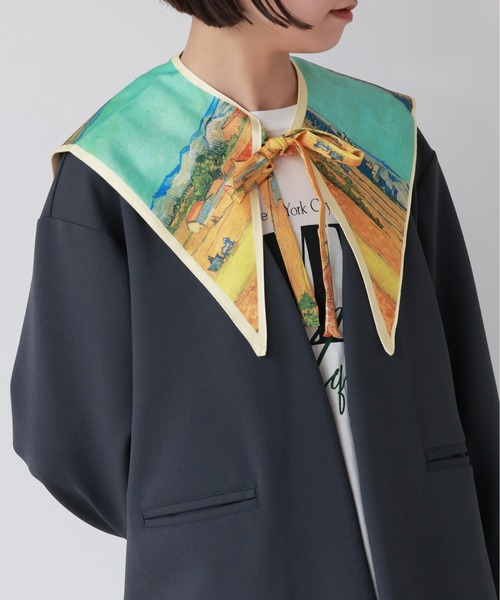 emesuelee（エメスーリー）の「名画風ヴィンテージBIG付け襟（付け襟・レディース・ブルー系1/イエロー/ブラウン/ブルー/グレー・フリー）」の5枚目の写真