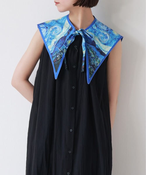 emesuelee（エメスーリー）の「名画風ヴィンテージBIG付け襟（付け襟・レディース・ブルー系1/イエロー/ブラウン/ブルー/グレー・フリー）」の4枚目の写真