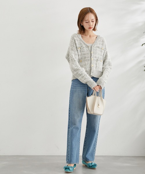 ROPE' PICNIC（ロペピクニック）の「ラメ混ツイード風ニットカーディガン（カーディガン/ボレロ・レディース・ホワイト/グレー/ブルー系その他・38）」の11枚目の写真