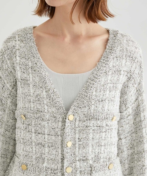 ROPE' PICNIC（ロペピクニック）の「ラメ混ツイード風ニットカーディガン（カーディガン/ボレロ・レディース・ホワイト/グレー/ブルー系その他・38）」の16枚目の写真