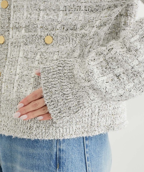 ROPE' PICNIC（ロペピクニック）の「ラメ混ツイード風ニットカーディガン（カーディガン/ボレロ・レディース・ホワイト/グレー/ブルー系その他・38）」の9枚目の写真