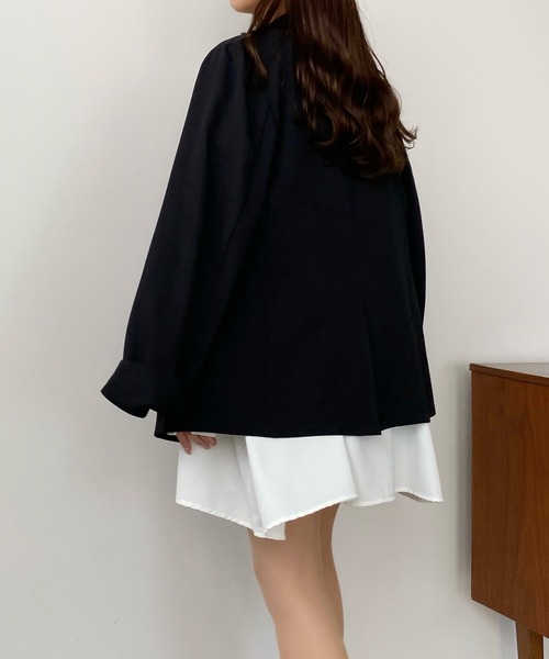 callautia（カラウティア）の「薄手ダブルテーラードジャケット（テーラードジャケット・レディース・ライトベージュ/ブラック/ブラウン/ダークグレー/ライトグレー・SMALL/MEDIUM/LARGE/X-LARGE）」の13枚目の写真