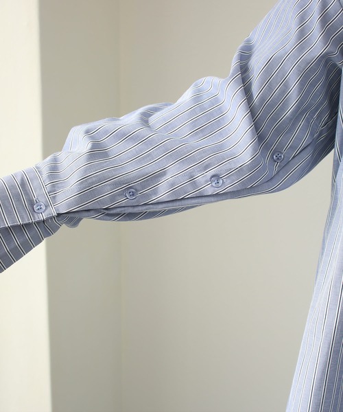 Social GIRL(ソーシャルガール)の「2WAYオープンスリーブストライプシャツ(シャツ/ブラウス・レディース・ネイビー/ピンク・M)」の12枚目の写真