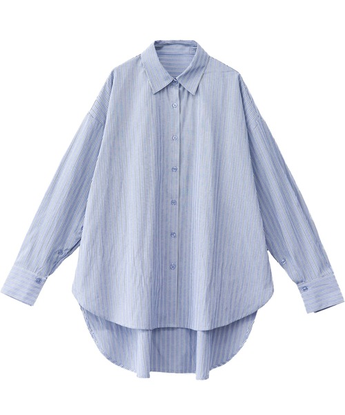 Social GIRL(ソーシャルガール)の「2WAYオープンスリーブストライプシャツ(シャツ/ブラウス・レディース・ネイビー/ピンク・M)」の3枚目の写真