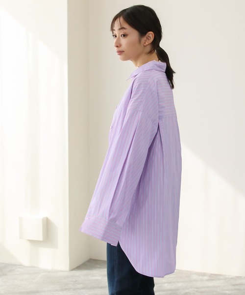 Social GIRL(ソーシャルガール)の「2WAYオープンスリーブストライプシャツ(シャツ/ブラウス・レディース・ネイビー/ピンク・M)」の8枚目の写真