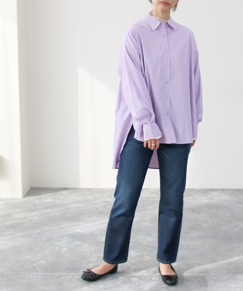 Social GIRL(ソーシャルガール)の「2WAYオープンスリーブストライプシャツ(シャツ/ブラウス・レディース・ネイビー/ピンク・M)」の15枚目の写真