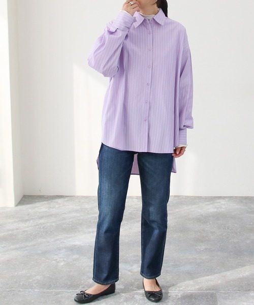 Social GIRL(ソーシャルガール)の「2WAYオープンスリーブストライプシャツ(シャツ/ブラウス・レディース・ネイビー/ピンク・M)」の13枚目の写真