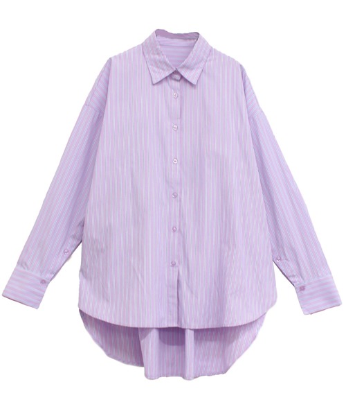 Social GIRL(ソーシャルガール)の「2WAYオープンスリーブストライプシャツ(シャツ/ブラウス・レディース・ネイビー/ピンク・M)」の11枚目の写真