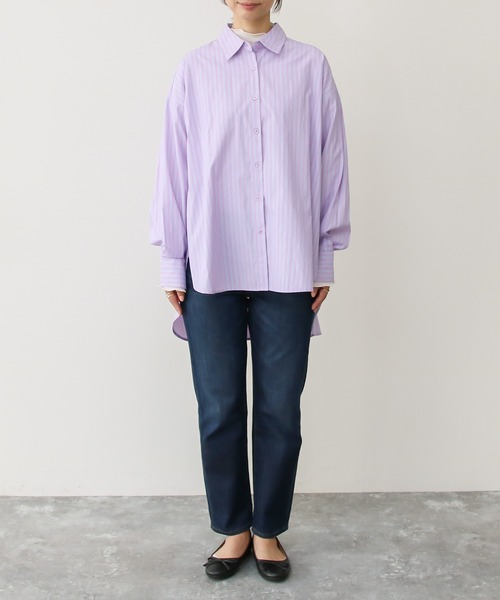 Social GIRL(ソーシャルガール)の「2WAYオープンスリーブストライプシャツ(シャツ/ブラウス・レディース・ネイビー/ピンク・M)」の10枚目の写真