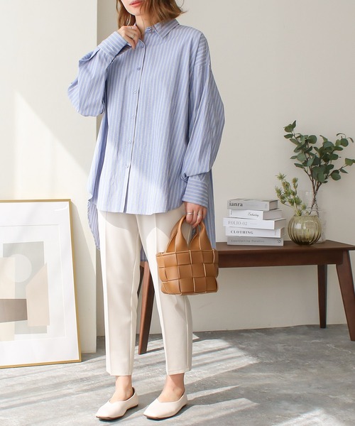 Social GIRL(ソーシャルガール)の「2WAYオープンスリーブストライプシャツ(シャツ/ブラウス・レディース・ネイビー/ピンク・M)」の22枚目の写真