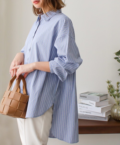 Social GIRL(ソーシャルガール)の「2WAYオープンスリーブストライプシャツ(シャツ/ブラウス・レディース・ネイビー/ピンク・M)」の21枚目の写真