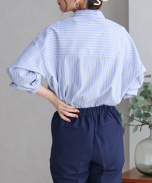 Social GIRL(ソーシャルガール)の「2WAYオープンスリーブストライプシャツ(シャツ/ブラウス・レディース・ネイビー/ピンク・M)」の17枚目の写真