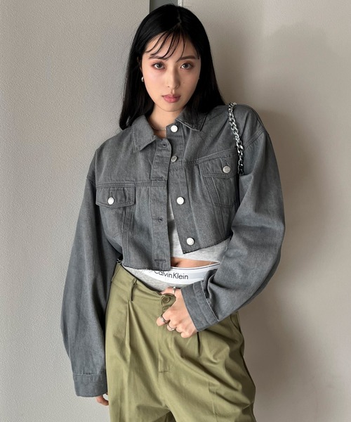 EPIMI E'PIMMY（エピミエピミー）の「ショートデニムジャケット（デニムジャケット・レディース・ブルー/グレー/ネイビー/ブラック・MEDIUM）」の3枚目の写真