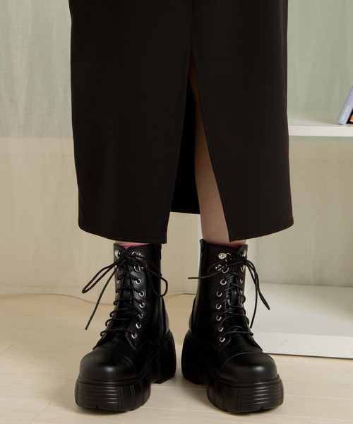 WEGO（ウィゴー）の「WEGO/チャンキーソールブーツ（ブーツ・レディース・ブラック・MEDIUM/LARGE）」の3枚目の写真