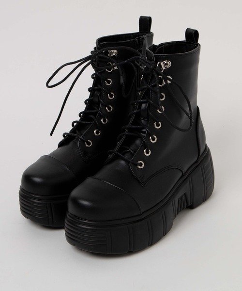 WEGO（ウィゴー）の「WEGO/チャンキーソールブーツ（ブーツ・レディース・ブラック・MEDIUM/LARGE）」の4枚目の写真