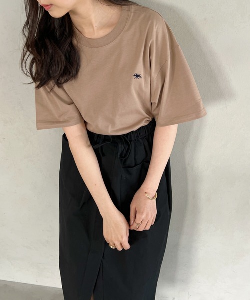 POLOCHAMPS(ポロチャンプス)の「【POLOCHAMPS/ポロチャンプス】 別注 ワンポイント刺繍 クルーネック半袖Tシャツ オーバーサイズ(Tシャツ/カットソー・レディース・ダークグリーン/ブラック/ネイビー/ベージュ/ホワイト/ライトグレー・M/L/XL)」の20枚目の写真