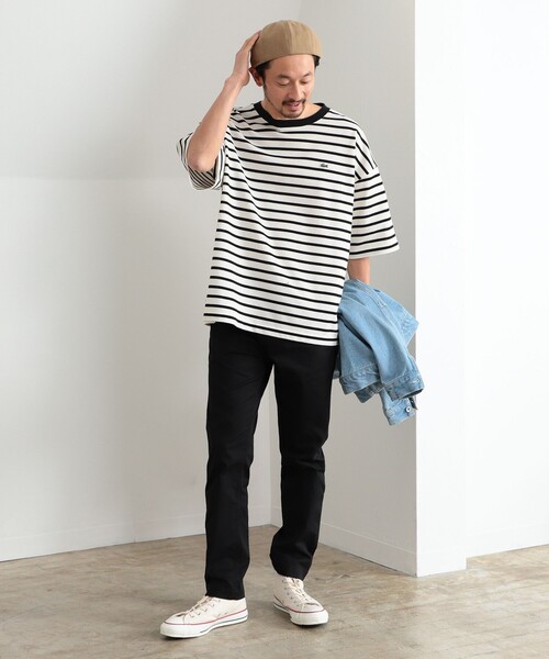LACOSTE(ラコステ)の「LACOSTE for B:MING by BEAMS / 別注 カノコ ボーダーTシャツ(Tシャツ/カットソー・メンズ・ホワイト×ブラック/ホワイト×ブルー/ネイビー系・1/2/3/4)」の6枚目の写真