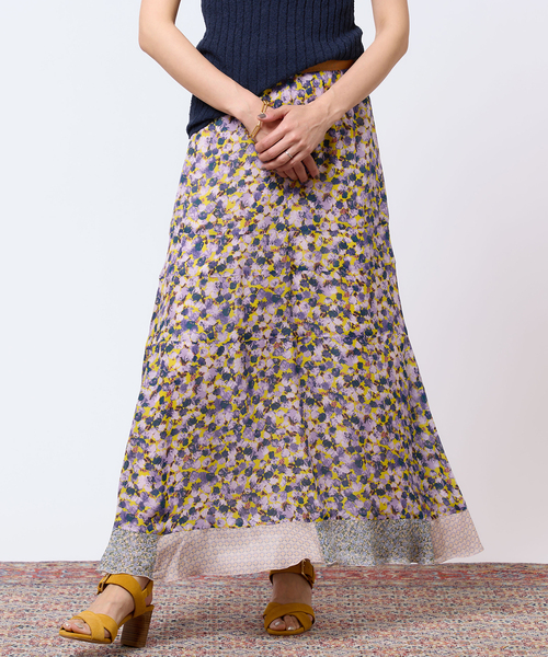 IENA LA BOUCLE プリントパッチワークスカート スカート 