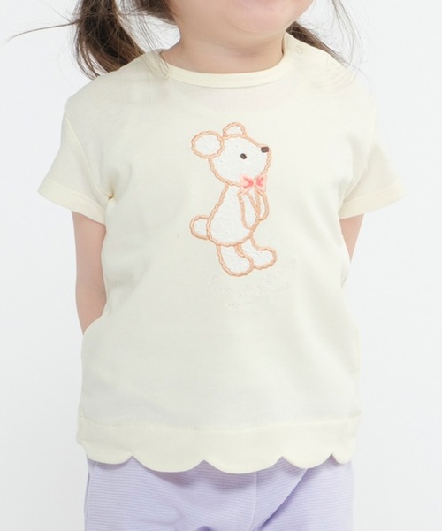Moujonjon(ムージョンジョン)の「裾スカラップ半袖Tシャツ(Tシャツ/カットソー・キッズ・アイボリー/サックスブルー/ブルー系その他/ラベンダー・80/130/110/120/90/100/140)」の2枚目の写真