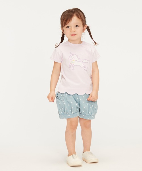 Moujonjon(ムージョンジョン)の「裾スカラップ半袖Tシャツ(Tシャツ/カットソー・キッズ・アイボリー/サックスブルー/ブルー系その他/ラベンダー・80/130/110/120/90/100/140)」の14枚目の写真