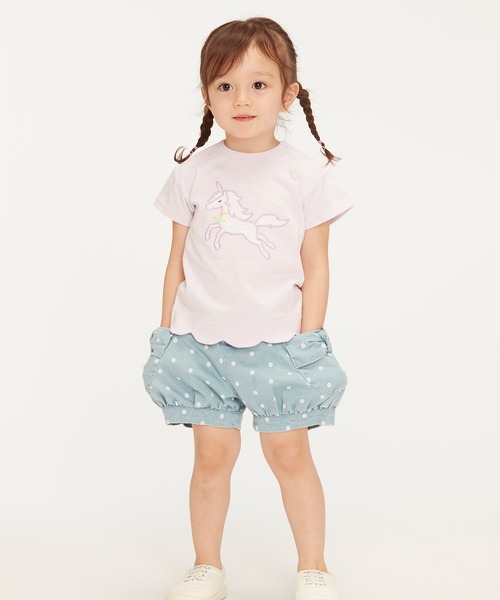 Moujonjon(ムージョンジョン)の「裾スカラップ半袖Tシャツ(Tシャツ/カットソー・キッズ・アイボリー/サックスブルー/ブルー系その他/ラベンダー・80/130/110/120/90/100/140)」の15枚目の写真