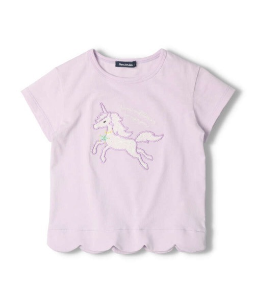Moujonjon(ムージョンジョン)の「裾スカラップ半袖Tシャツ(Tシャツ/カットソー・キッズ・アイボリー/サックスブルー/ブルー系その他/ラベンダー・80/130/110/120/90/100/140)」の11枚目の写真