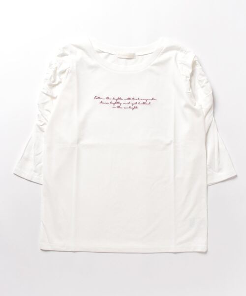 12Twelve Agenda（トゥエルブ　アジェンダ）の「肩ギャザー７分袖ロゴTシャツ（Tシャツ/カットソー・レディース・ホワイト系その他/オフホワイト・M）」の2枚目の写真