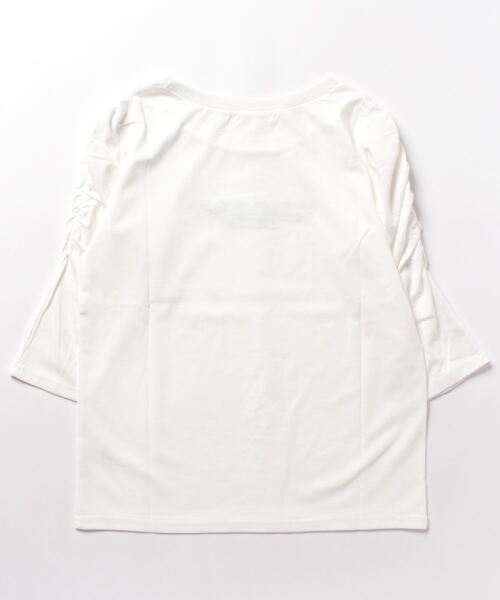 12Twelve Agenda（トゥエルブ　アジェンダ）の「肩ギャザー７分袖ロゴTシャツ（Tシャツ/カットソー・レディース・ホワイト系その他/オフホワイト・M）」の3枚目の写真