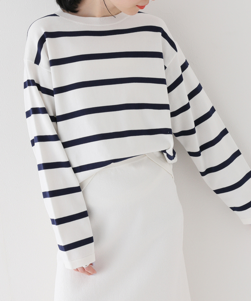 plage（プラージュ）の「コットンボーダークループルオーバー（ニット