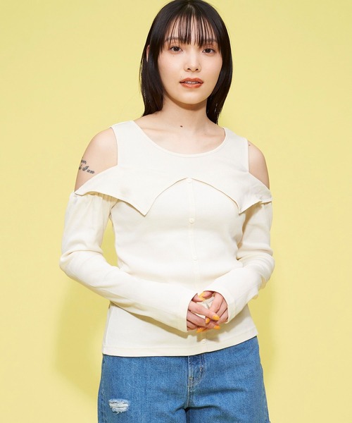 tシャツ レイヤード風テレコ / 1215260802 レディース BONLECILL tシャツ シアーテレコレイヤード風半袖TEE レディース