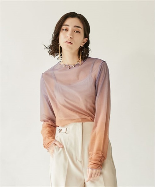axes femme(アクシーズファム)の「グラデシアートップス(Tシャツ/カットソー・レディース・ミント/ラベンダー/ブラック・FREE)」の1枚目の写真