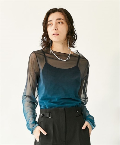 axes femme(アクシーズファム)の「グラデシアートップス(Tシャツ/カットソー・レディース・ミント/ラベンダー/ブラック・FREE)」の2枚目の写真