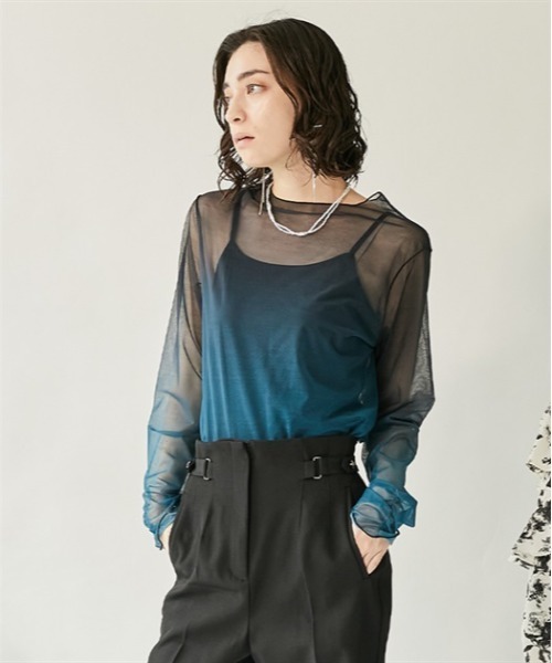 axes femme(アクシーズファム)の「グラデシアートップス(Tシャツ/カットソー・レディース・ミント/ラベンダー/ブラック・FREE)」の4枚目の写真