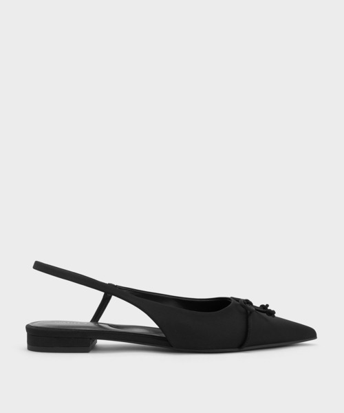 CHARLES & KEITH(チャールズ & キース)の「ボウ ポインテッドトゥスリングバックバレリーナ(バレエシューズ・レディース・ホワイト/ブラック・23cm/24.5cm/25.5cm/25cm/23.5cm/22.5cm)」の2枚目の写真