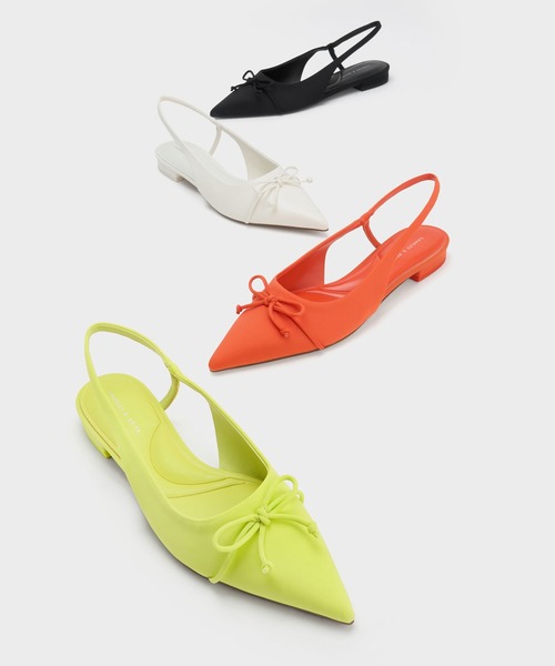 CHARLES & KEITH(チャールズ & キース)の「ボウ ポインテッドトゥスリングバックバレリーナ(バレエシューズ・レディース・ホワイト/ブラック・23cm/24.5cm/25.5cm/25cm/23.5cm/22.5cm)」の8枚目の写真
