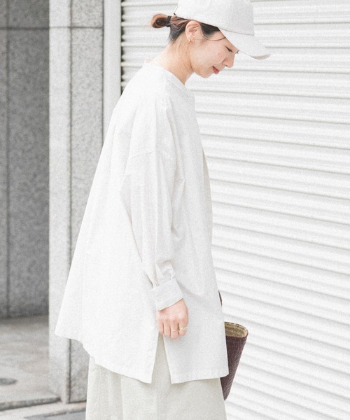 FORK&SPOON（フォークアンドスプーン）の「FORK&SPOON　ストライプアウトフィットシャツ（シャツ/ブラウス・レディース・アイボリー/ブルー・1）」の5枚目の写真