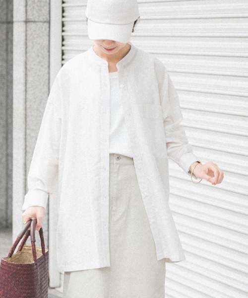 FORK&SPOON（フォークアンドスプーン）の「FORK&SPOON　ストライプアウトフィットシャツ（シャツ/ブラウス・レディース・アイボリー/ブルー・1）」の7枚目の写真