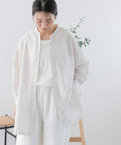 FORK&SPOON（フォークアンドスプーン）の「FORK&SPOON　ストライプアウトフィットシャツ（シャツ/ブラウス・レディース・アイボリー/ブルー・1）」の14枚目の写真