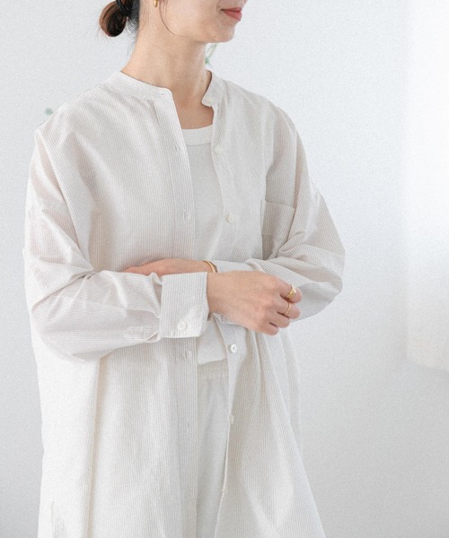 FORK&SPOON（フォークアンドスプーン）の「FORK&SPOON　ストライプアウトフィットシャツ（シャツ/ブラウス・レディース・アイボリー/ブルー・1）」の15枚目の写真