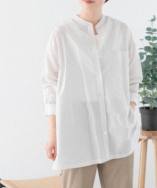 FORK&SPOON（フォークアンドスプーン）の「FORK&SPOON　ストライプアウトフィットシャツ（シャツ/ブラウス・レディース・アイボリー/ブルー・1）」の18枚目の写真