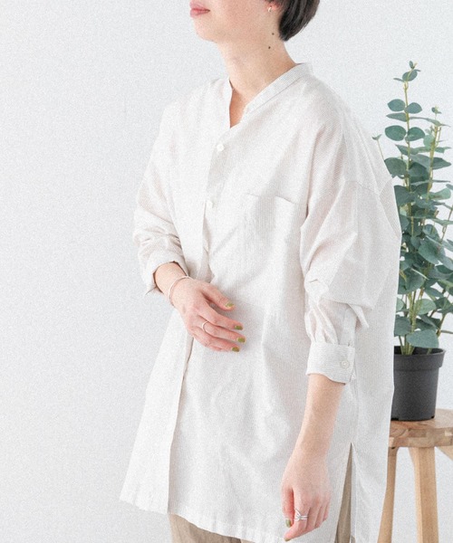 FORK&SPOON（フォークアンドスプーン）の「FORK&SPOON　ストライプアウトフィットシャツ（シャツ/ブラウス・レディース・アイボリー/ブルー・1）」の19枚目の写真