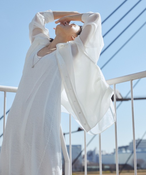 styling/（スタイリング） オーガンザシャツ レディース トップス styling/（スタイリング）の「オーガンザ カシュクールシャツ（シャツ