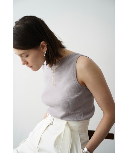 CLANE（クラネ）の「CLANE/クラネ/W FACE KNIT TANK TOPS（タンクトップ・レディース・ベージュ/パープル/ブラック/アイボリー・1）」の4枚目の写真