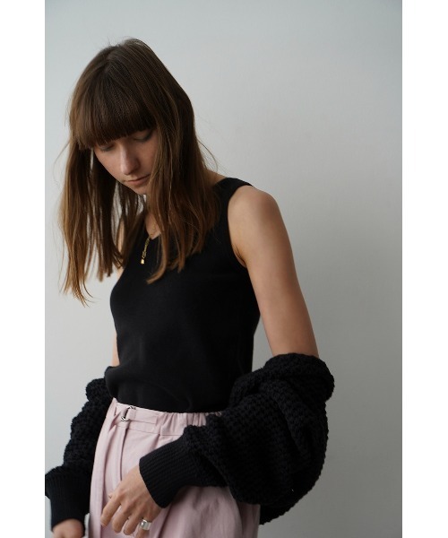 CLANE（クラネ）の「CLANE/クラネ/W FACE KNIT TANK TOPS（タンクトップ・レディース・ベージュ/パープル/ブラック/アイボリー・1）」の3枚目の写真