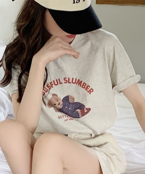 Vipoa(ヴィポア)の「テディベアグラフィックTEE(Tシャツ/カットソー・レディース・オートミール/ホワイト・FREE)」の4枚目の写真