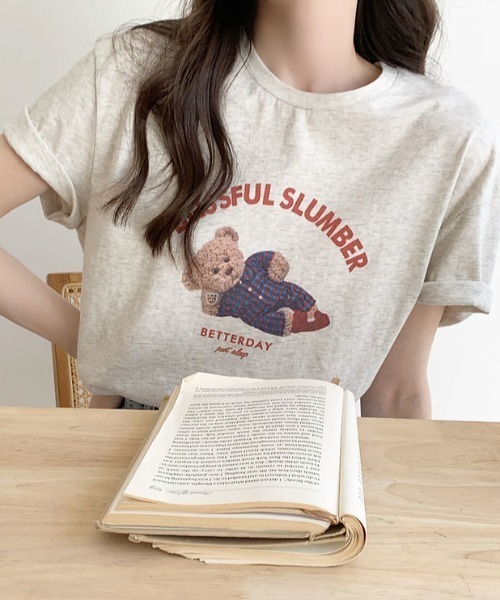 Vipoa(ヴィポア)の「テディベアグラフィックTEE(Tシャツ/カットソー・レディース・オートミール/ホワイト・FREE)」の6枚目の写真