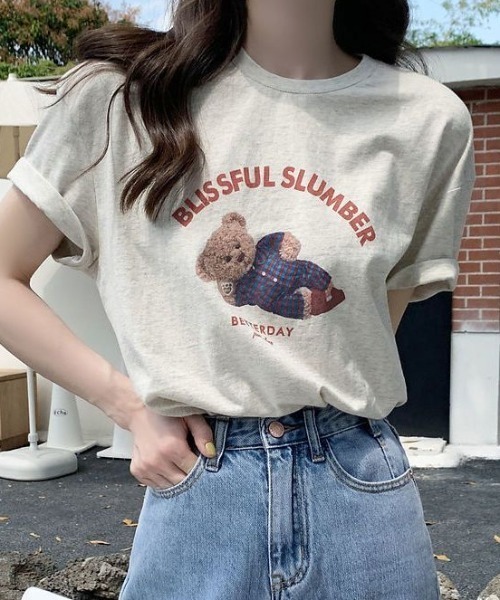 Vipoa(ヴィポア)の「テディベアグラフィックTEE(Tシャツ/カットソー・レディース・オートミール/ホワイト・FREE)」の3枚目の写真