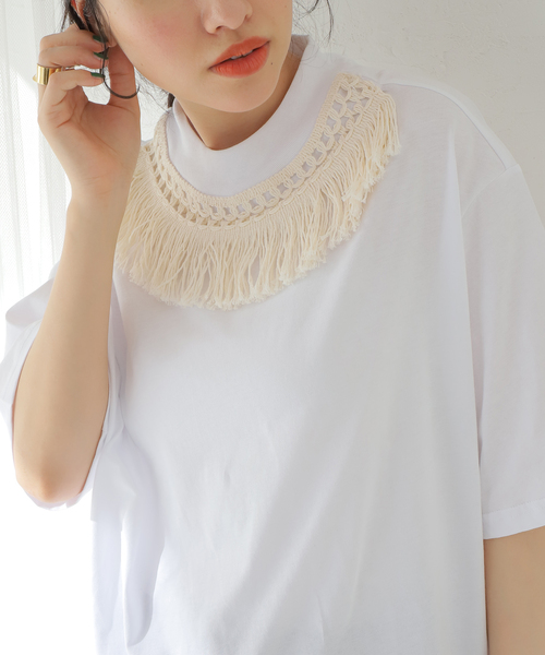 TELA（テラ）の「【TELA/テラ】フリンジTシャツ（Tシャツ/カットソー・レディース・ホワイト・SMALL）」の7枚目の写真