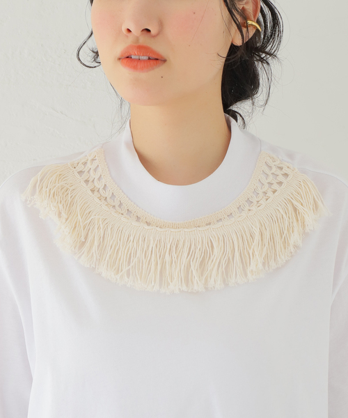 TELA（テラ）の「【TELA/テラ】フリンジTシャツ（Tシャツ/カットソー・レディース・ホワイト・SMALL）」の6枚目の写真